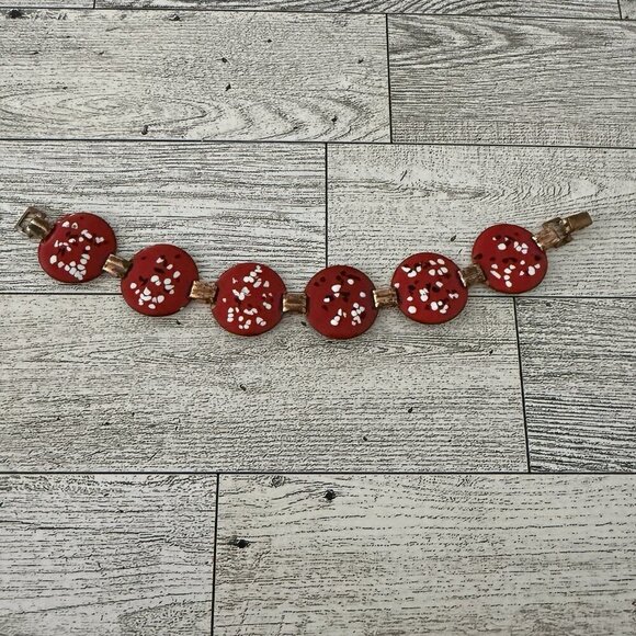 Enamel Bracelet Mid Century Modern Vintage Copper Modernist Artisan Retro MCM - Picture 1 of 5